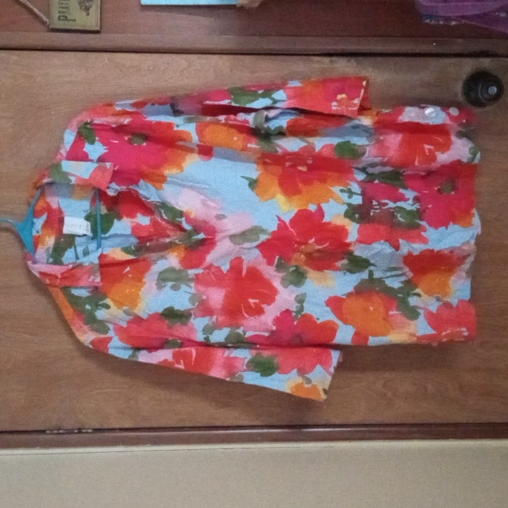 Joie Red and Orange Floral Blouse